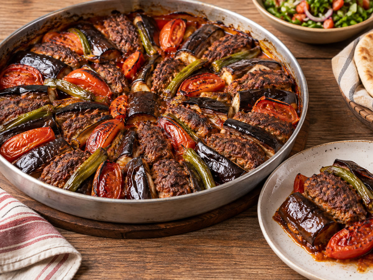 Patlıcanlı Tepsi Kebabı